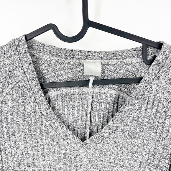 ✅ BOBI Heathered GREY Rib V-Neck Long Sleeve TUNIC SIZE SMALL - Picture 5 of 7